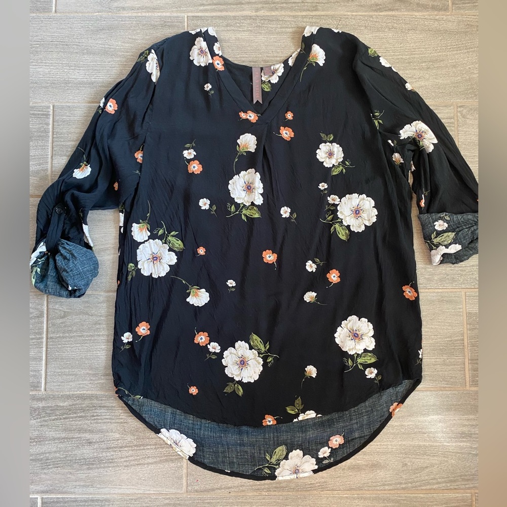 Stitch Fix Black Floral Blouse